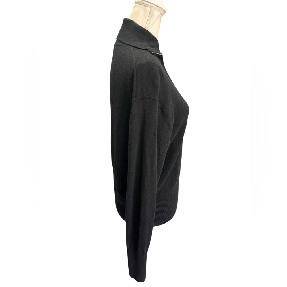 Everlane Yak Wool Blend Half Zip Mock Neck Sweater Black Large Quiet Luxury - Picture 6 of 12